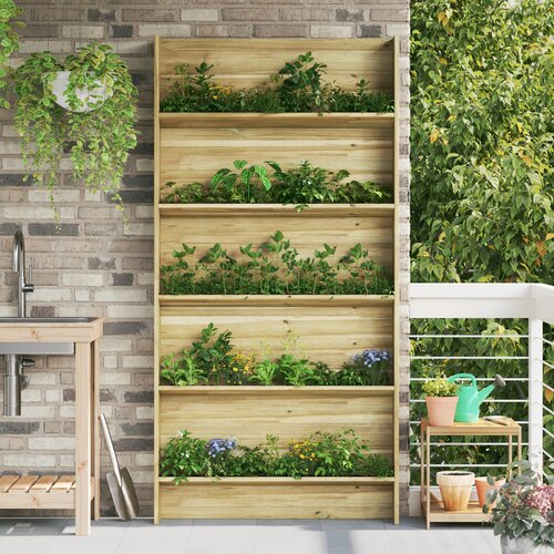 VidaXL Vrtno stojalo za rastline 5-nadstropno 90x15x180 cm Impregniran les bor Slike