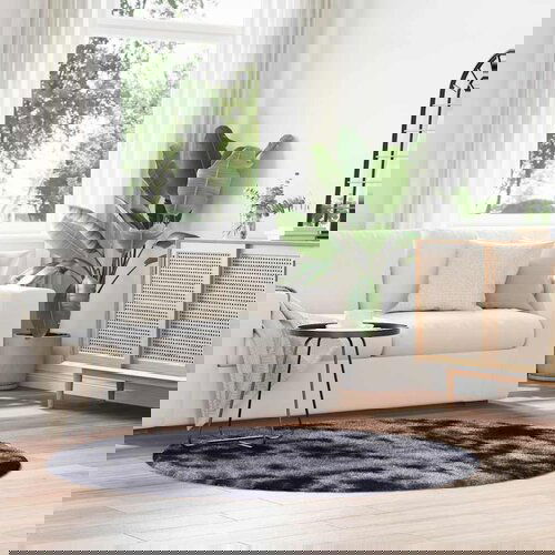 VidaXL Čupavi tepih s visokim vlaknima tamnosiva 160x160 cm poliester Slike