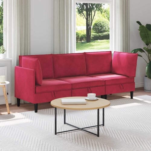  Set namještaja za dnevni boravak 3 pcs Vinska crvena Baršun Cene
