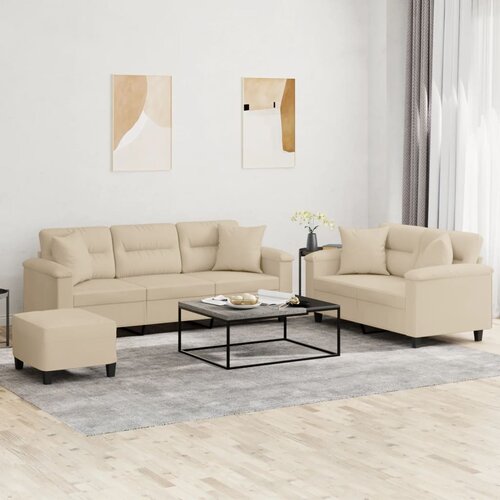  3-dijelni set sofa s jastucima krem od mikrovlakana Cijene