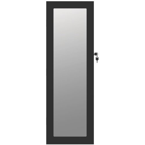  Zidni ormarić za nakit s ogledalom crni 30 x 8,5 x 90 cm Slike