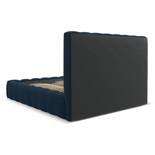 Micadoni Home Tamno plavi tapecirani bračni krevet s prostorom za odlaganje s podnicom 160x200 cm Kelp &amp;ndash; Slike