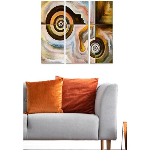 Wallity MDF1253633167 multicolor decorative mdf painting (3 pieces) Cene
