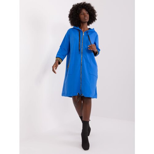 Fashion Hunters Navy blue zip-up sweatshirt with Lisbon cuffs Slike