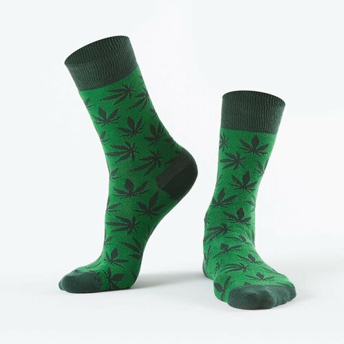 Fasardi Dark green women's socks with leaves Slike