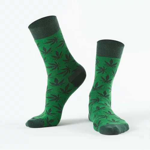 Fasardi Dark green women's socks with leaves