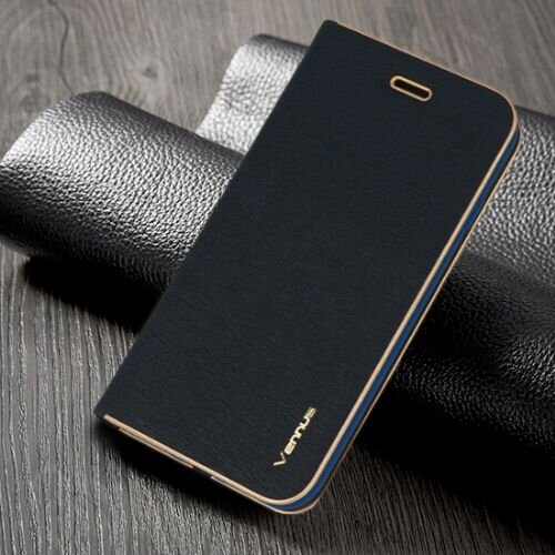  Premium preklopna torbica Samsung Galaxy S22 Plus 5G - modra z zlatim robom Slike