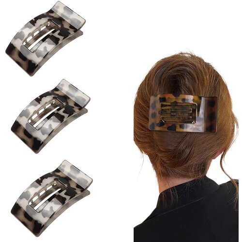 INF Retro leopard sponka za lase, kvadratna 3-pack, PC, 9.5cm x 5cm x 3cm White, (5000327283) Cene