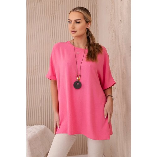 Kesi Oversized blouse with pendant light pink color Slike