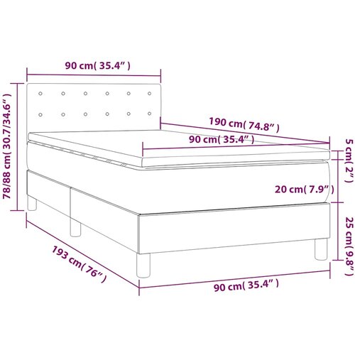 Box spring krevet s madracem crni 90x190 cm bar&amp;scaron;unasti Slike