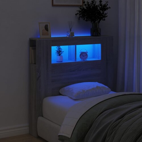 vidaXL LED posteljno vzglavje siva sonoma 100x18,5x103,5 cm inž. les Cene