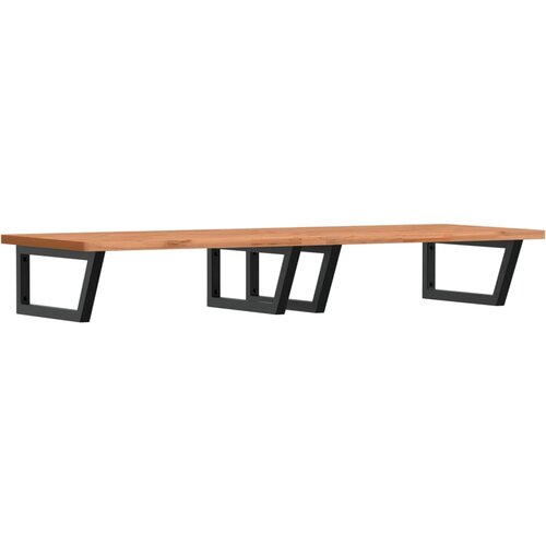  Zidna polica za umivaonik od čelika i masivne bukovine Smeđa 150 x 55 x 2.5 cm Slike