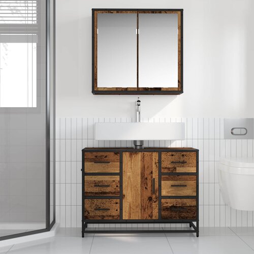  Set namje&amp;scaron;taja za kupaonicu 2 kom. Staro drvo 80 x 33 x 60 cm Slike