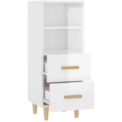  Komoda sjajna bijela 34,5x34x90 cm od konstruiranog drva Slike