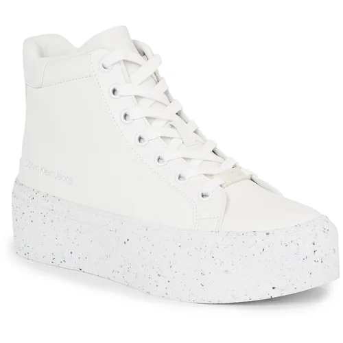 Calvin Klein Jeans Superge Bold Vulc Flatf Mid Laceup Wn YW0YW01230 Triple White 0K8