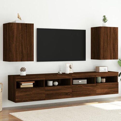  The Living Store Stenske TV omarice 2 kosa rjavi hrast 40,5x30x60 cm inž. les - TV Stenska Omarica, (21555164) Slike