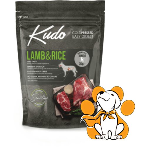 Kudo lamb&Rice Medium&Maxi Junior 3kg, Hrana za Rast Srednjih i Velikih Štenaca Slike