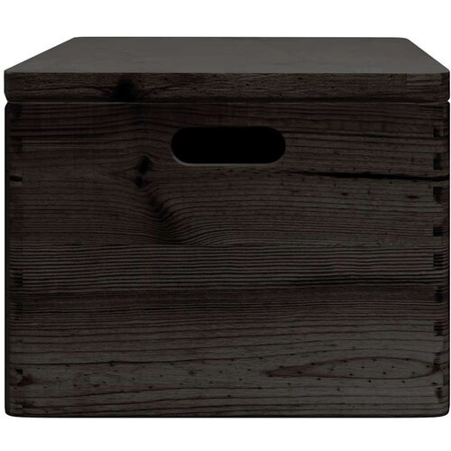 VidaXL Drvena kutija poklopcem ručkama crna 40x30x23 cm puno drvo bor Slike