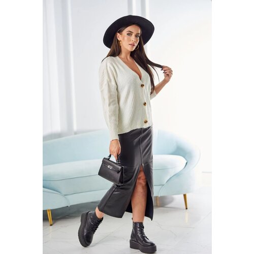 Kesi Ribbed sweater with buttons ecru Slike