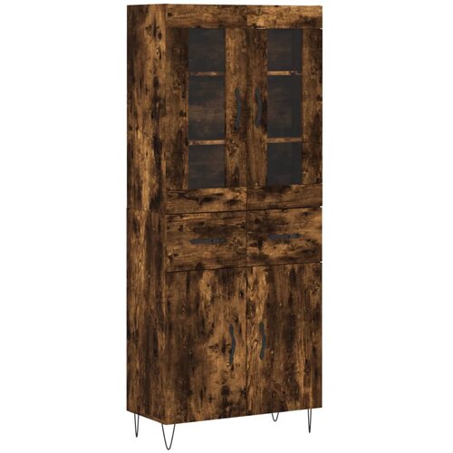  Visoka komoda dimljeni hrast 69,5x34x180 cm konstruiranog drva Slike