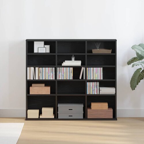 Ormarić za CD-ove crni hrast 100x23x89,5 cm inženjerski drvo Slike