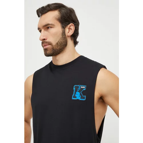 Karl Lagerfeld Pamučna majica za muškarce, boja: crna