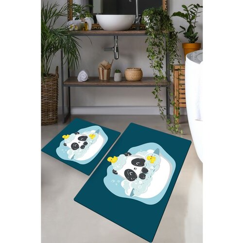 Panda in the water multicolor bathmat set (2 pieces) Cene