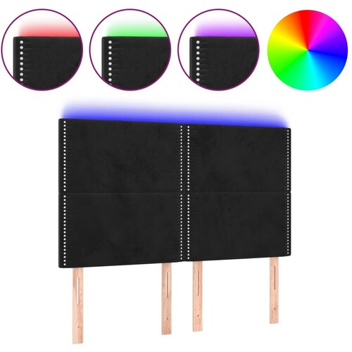 Maison Chic led posteljno vzglavje - vzglavna omarica - nočna omarica črno 144x5x118/128 cm žamet, (21713108) Slike