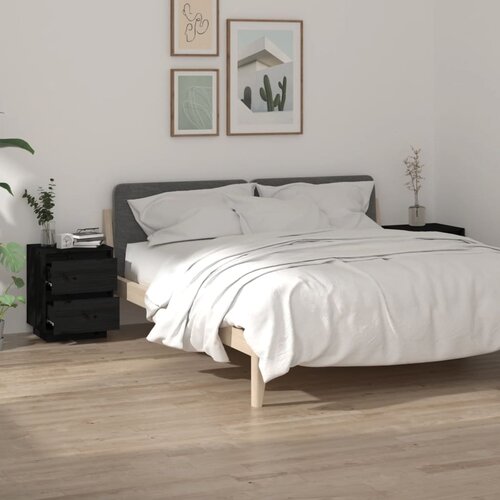 vidaXL nočna omarica 2 kosa črna 40x35x50 cm trdna borovina Cene