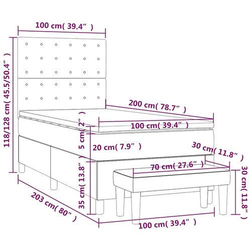 Box spring krevet s madracem tamnozeleni 100x200 cm bar&amp;scaron;unasti Slike