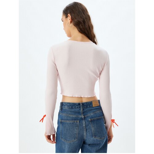 Koton Bow Crop Cardigan Ribbed Slim Fit Long Sleeve Round Neck Cotton Cijene