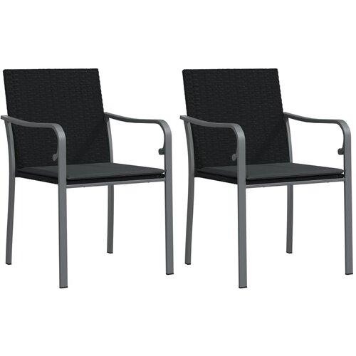 Maison Chic Vrtni stoli - Stol za vrt z blazinami 2 kosa črni 56x59x84 cm poli ratan JS2127, (21876877) Slike