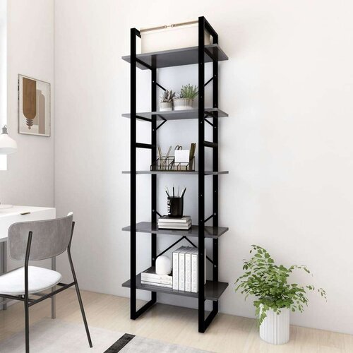 vidaXL ormarić za knjige s 5 razina sivi 60 x 30 x 175 cm od iverice Cene