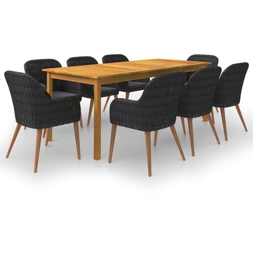  9-dijelni vrtni blagovaonski set crni Cijene