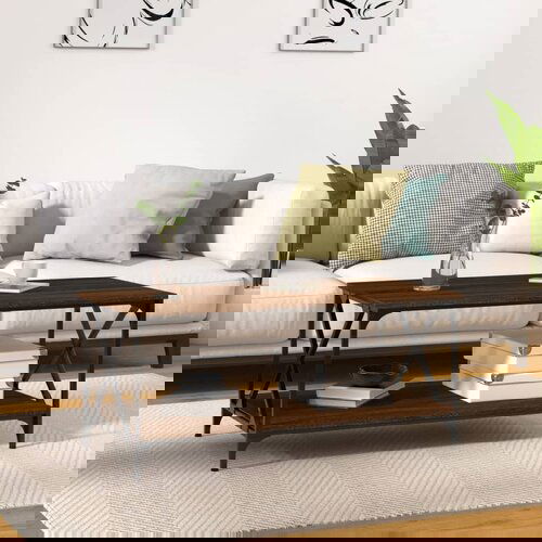 vidaXL Stolić za kavu smeđi 100x50x45 cm konstruirano drvo i željezo Cijene