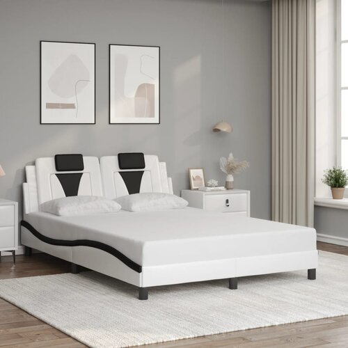 VidaXL Okvir kreveta s uzglavljem bijelo-crni 140x200 cm umjetna koža Slike