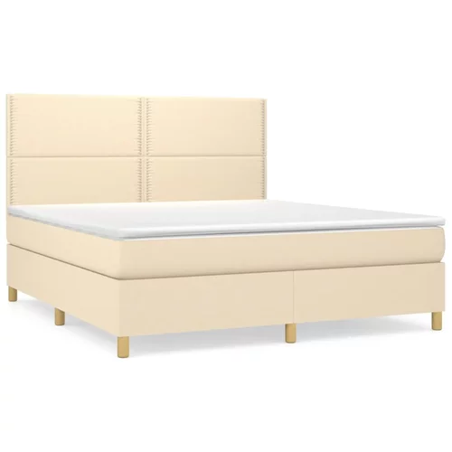 vidaXL Box spring postelja z vzmetnico krem 180x200 cm blago, (20897353)