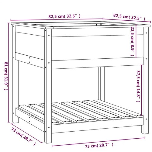  Sadilica s policom bijela 82,5x82,5x81 cm od masivne borovine Slike
