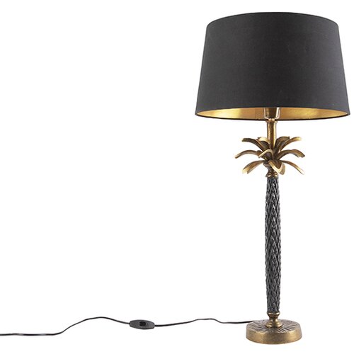 QAZQA Art Deco namizna svetilka bronasta s črnim odtenkom 35 cm - Areka Cene
