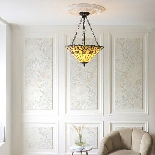 Endon 111881 - Luster na lancu Tiffany JAMELIA 3xE27/10W/230V prečnik 50 cm Slike
