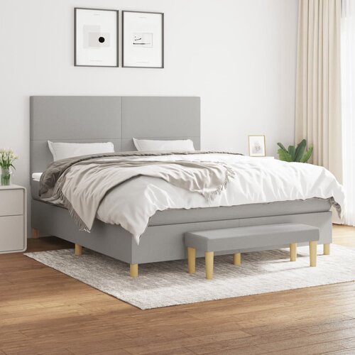 The Living Store Box spring postelja z vzmetnico svetlo siva 160x200 cm žamet - Box Spring Postelja, (21491305) Slike