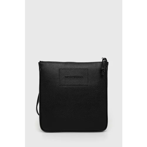 Emporio Armani Usnjena torbica za okoli pasu črna barva