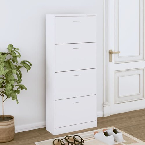 vidaXL Omarica za čevlje bela 63x24x147 cm inženirski les Cene