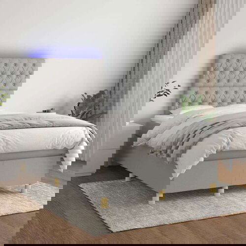  Box spring postelja z vzmetnico LED sv. siva 120x200 cm blago, (20726900) Slike