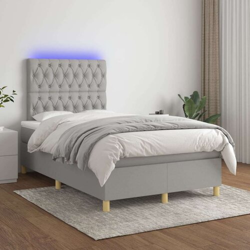  Box spring s madracem LED svjetlosivi 120x200 cm tkanina Slike
