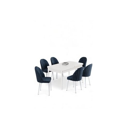 Hanah home Rasklopivi trpezarijski sto i stolice (7 delova) Enya White Anthracite Cene