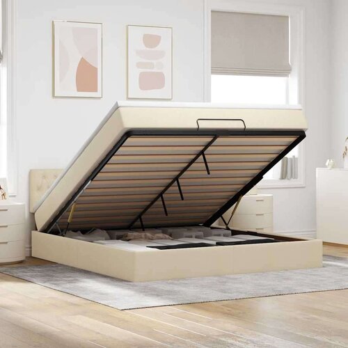 vidaXL otomanski krevet s madracem krem 180x200cm od tkanine Cene
