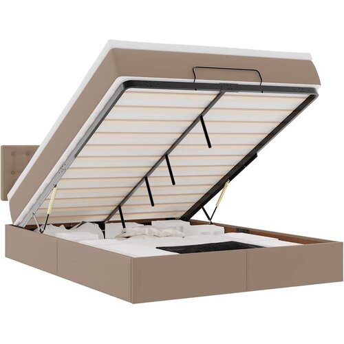  Otomanski krevet s madracima i LED 140x190cm umjetna koža Smeđa 140 x 190 cm Slike