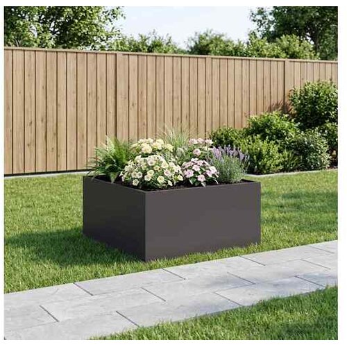 vidaXL Vrtna saksija Crna 100 x 100 x 40 cm Čelična vrata - Crna 100 x 100 x 40 cm 1 Cene