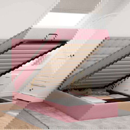  Okvir kreveta s madracima ružičasti 80x200cm baršunasti Cene